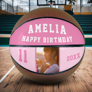 Pink Happy Birthday Girl Foto Basketball