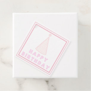 Pink Happy Birthday Hut-Tags Geschenkanhänger