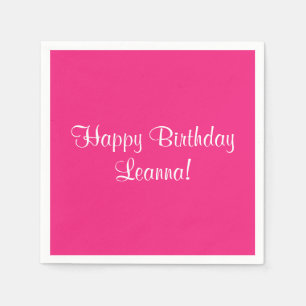 Pink Happy Birthday (Name) Leanna Serviette