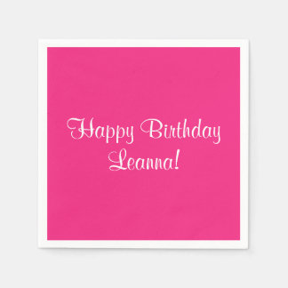 Pink Happy Birthday (Name) Leanna Serviette