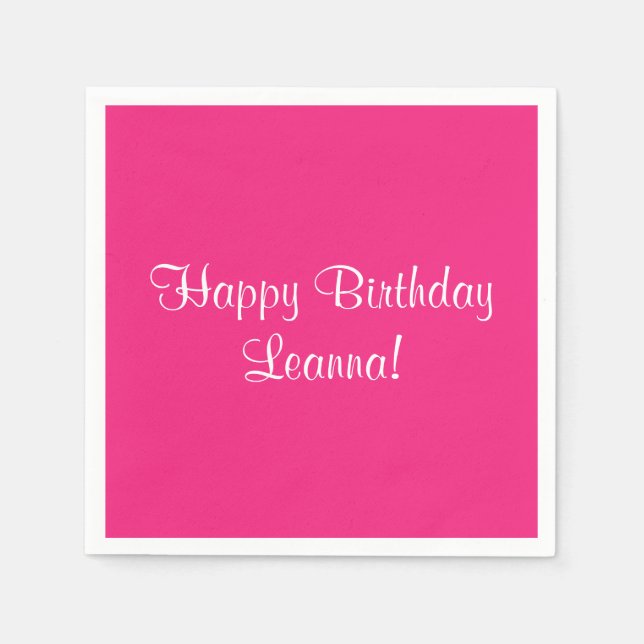 Pink Happy Birthday (Name) Leanna Serviette (Vorderseite)