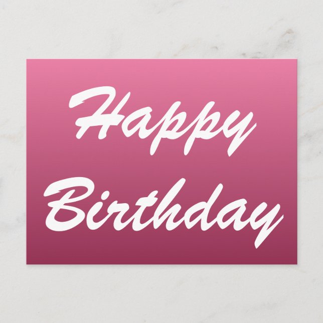 Pink Happy Birthday Postcard Postkarte (Vorderseite)