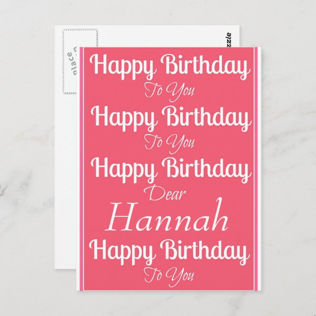 Pink Happy Birthday Song Postcard Postkarte (Vorne/Hinten)