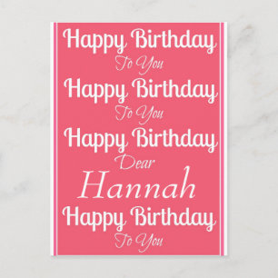 Pink Happy Birthday Song Postcard Postkarte