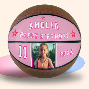 Pink Happy Birthday Stars Player Foto Basketball