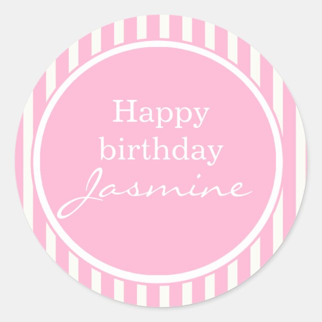 Pink Happy Birthday Sticker (Vorderseite)