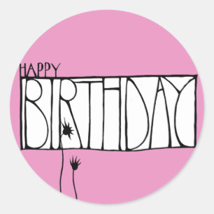 Pink Happy Birthday Sticker