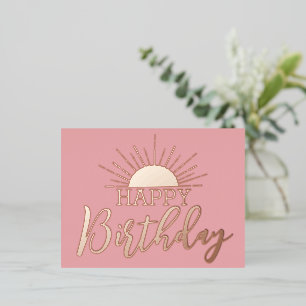 Pink Happy Birthday Sunshine Echtgoldfolie Folien Feiertagspostkarte
