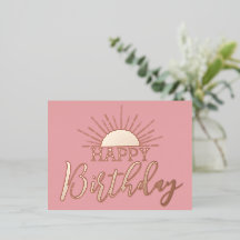 Pink Happy Birthday Sunshine Real Gold Lounge