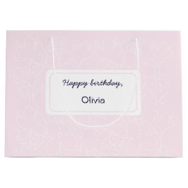 Pink Happy Birthday Wildblumen Muster Große Geschenktüte