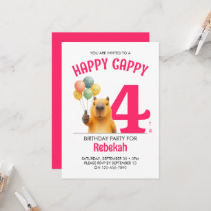 Pink HAPPY CAPPY Benutzerdefinierte Capybara 4. Ge Einladung