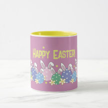 Pink Happy Easter Tasse - Bunny Ear Eggs