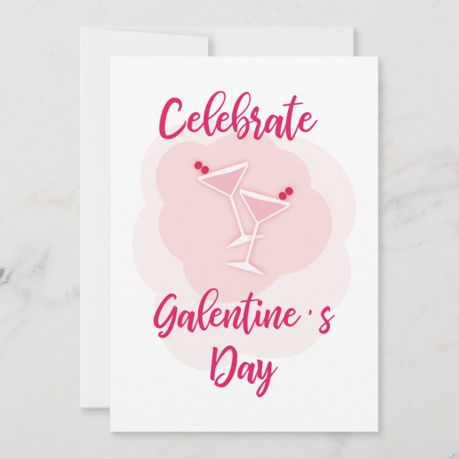 Pink Happy Galentine´s for Day Best Friend Karte (Vorderseite)