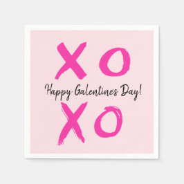 Pink Happy Galentine's Day XOXO Valentine Serviette