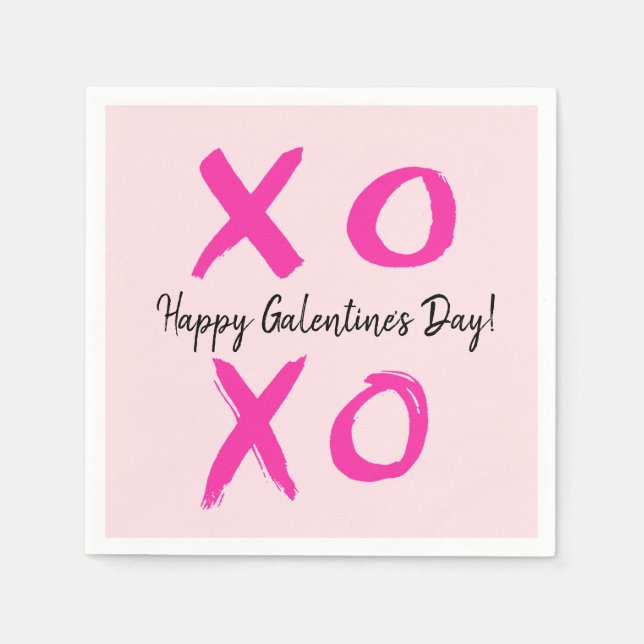 Pink Happy Galentine's Day XOXO Valentine Serviette (Vorderseite)