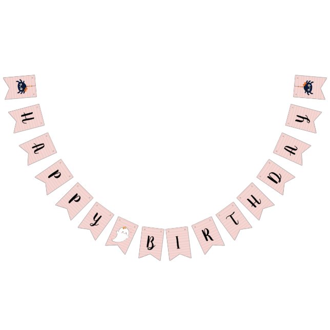 Pink Happy Halloween Geburtstag Wimpelkette (Alle)