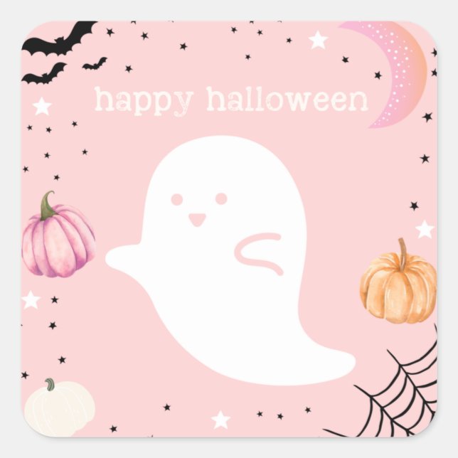 Pink Happy Halloween Sticker (Vorderseite)