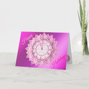 Pink Happy Holidays Karte