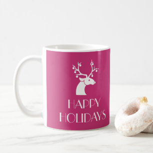 Pink HAPPY HOLIDAYS Weihnachtsbaum Name Kaffeetasse