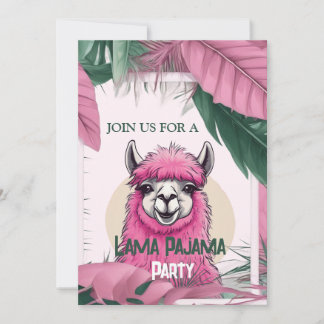 Pink Happy Lama lächeln Einladung