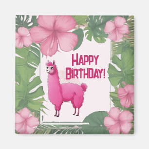 Pink Happy Lama lächeln Magnet