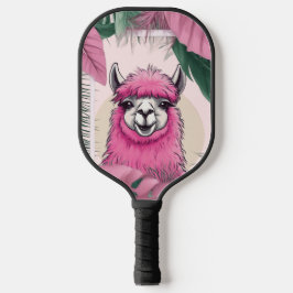 Pink Happy Lama lächeln Pickleball Schläger
