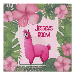 Pink Happy Lama lächeln Poster