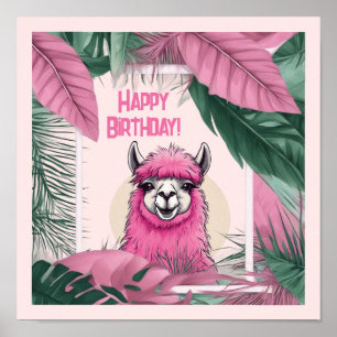 Pink Happy Lama lächeln Poster