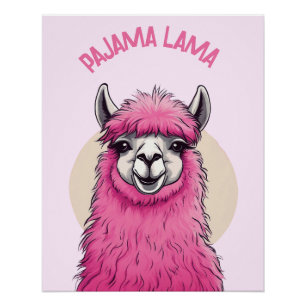 Pink Happy Lama lächeln Poster