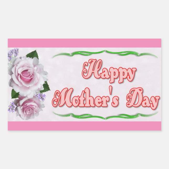 Pink Happy Mother Day Rechteckiger Aufkleber (Vorderseite)