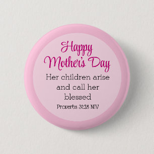 Pink Happy Mother's Day Bible Verse Simple Button