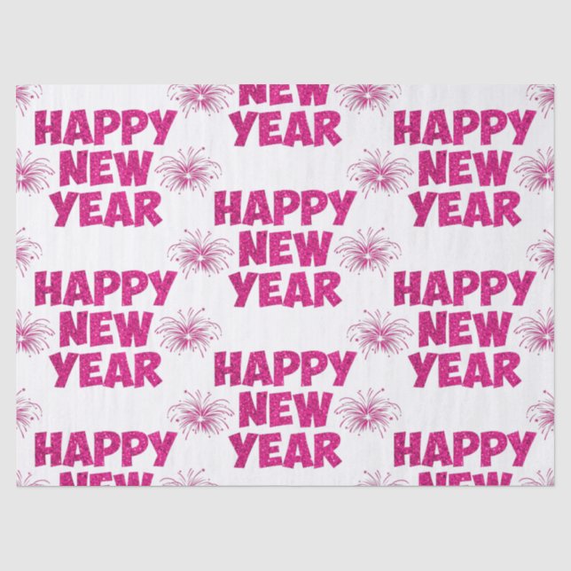 pink happy new year fireworks seidenpapier (Vorderseite)