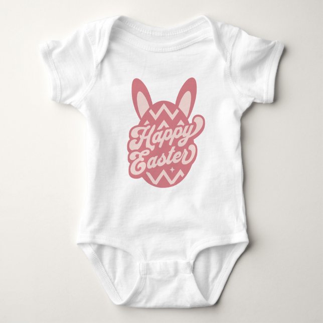 Pink Happy Oaster Bunny Baby Strampler (Vorderseite)