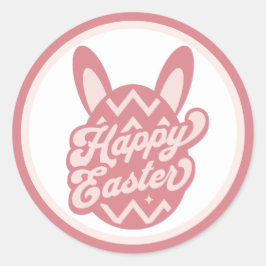 Pink Happy Oaster Bunny Runder Aufkleber