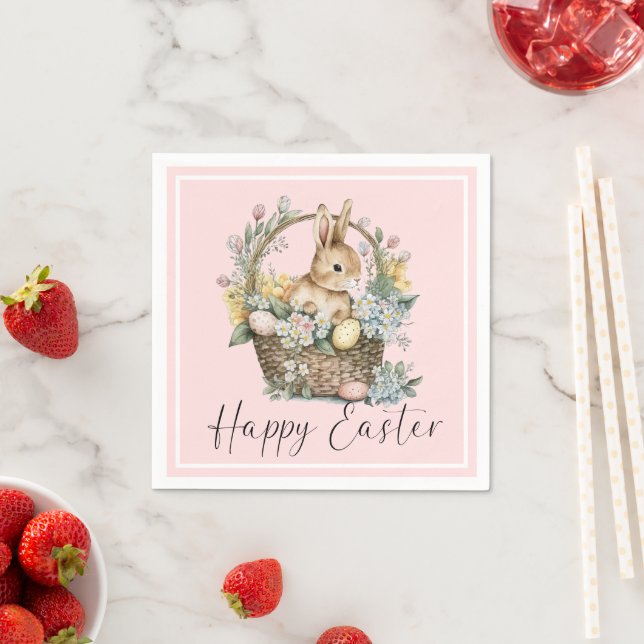 Pink Happy Oaster Bunny Serviette (Beispiel)