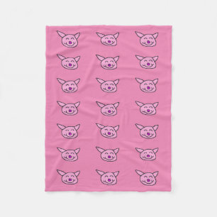 Pink Happy Pig Fleecedecke