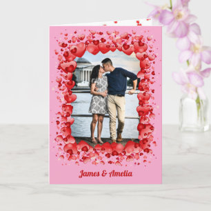 Pink Happy Valentine's Day Foto Romantische Herzen Karte