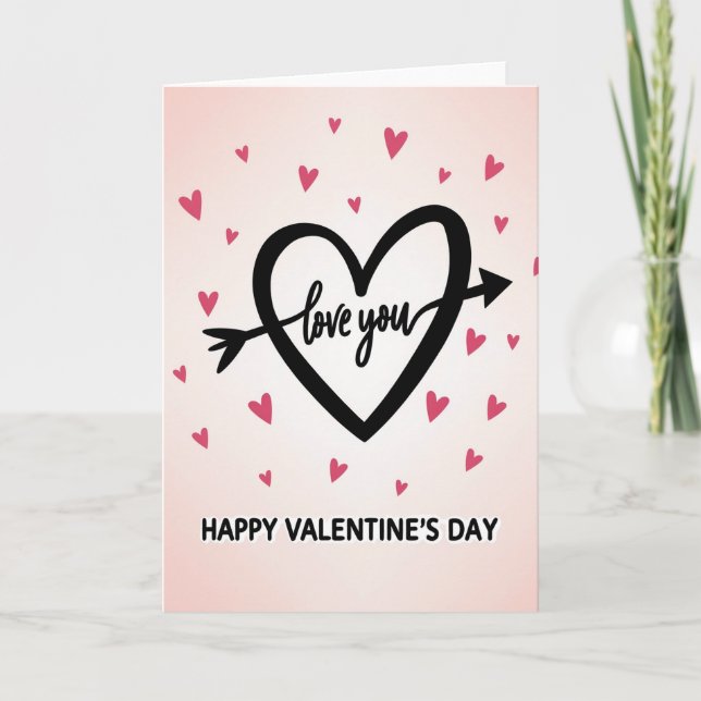 Pink Happy Valentines Day Love Card Karte (Vorderseite)