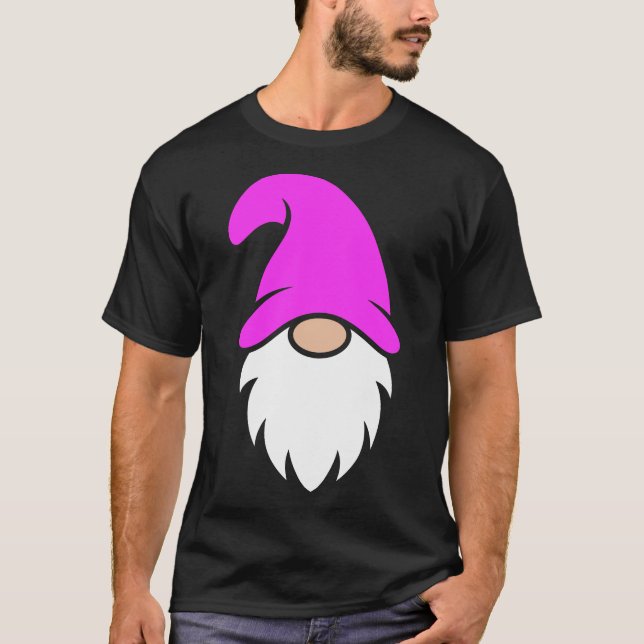 Pink Hat Christmas Gnome T-Shirt (Vorderseite)