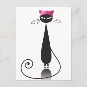 Pink Hat Kitty Cat Postkarte