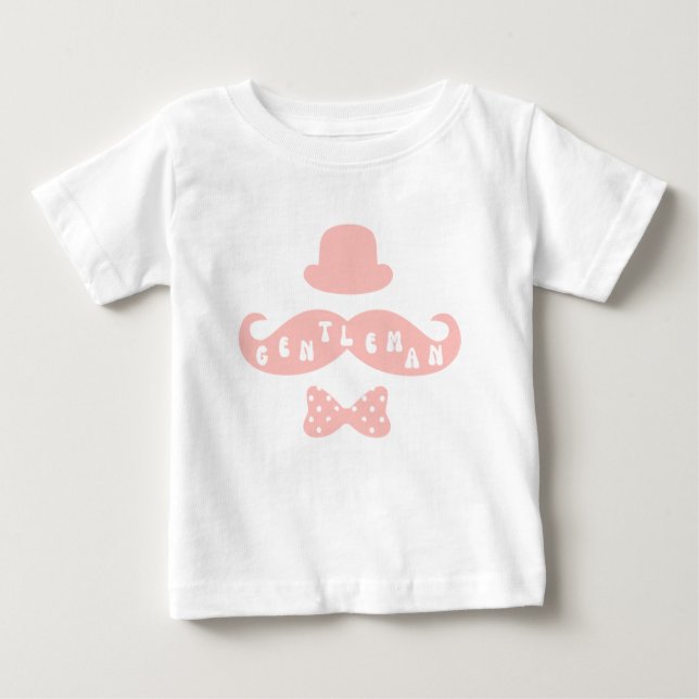 Pink Hat Mustache Lässig Baby Boy T - Shirt (Vorderseite)