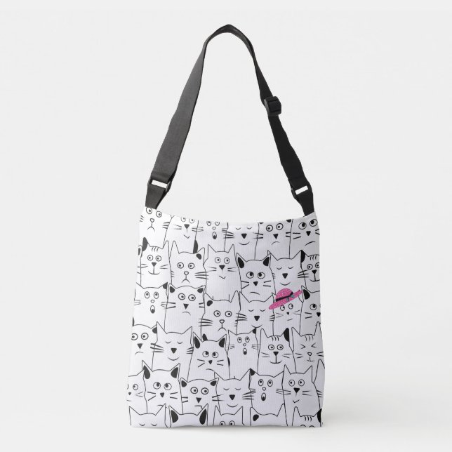 Pink Hat n' Cat Shoulle Tasche (Vorderseite)