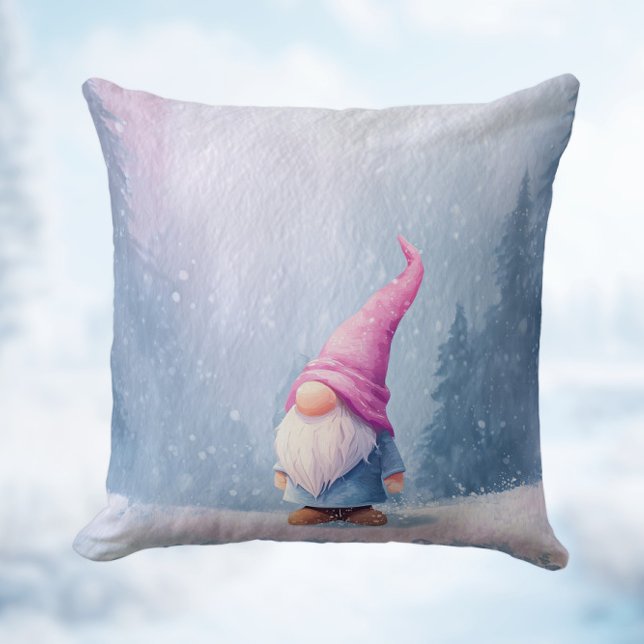 Pink Hat Winter Gnome Kissen (Von Creator hochgeladen)
