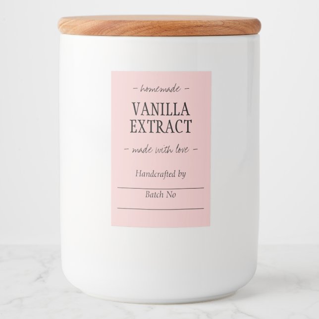 Pink, hausgemachte Vanilla Expedition Lebensmitteletikett (Vorderseite)