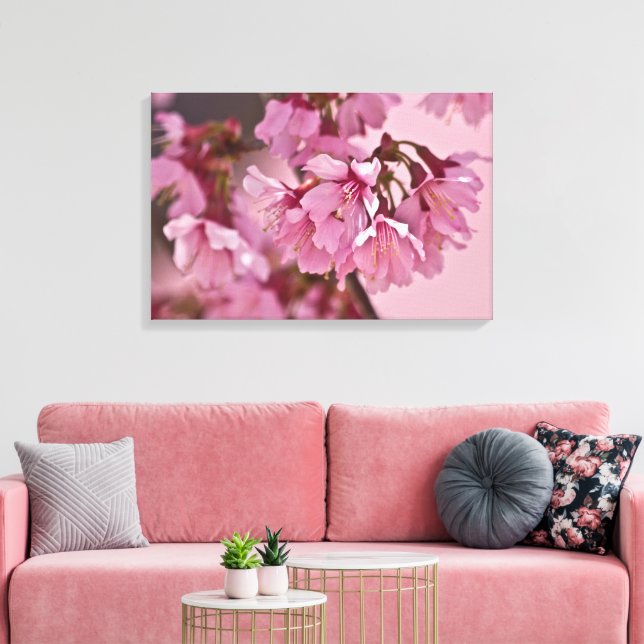 "Pink Haze" Japanisches Kirschblütenposter Leinwanddruck (Insitu (Wohnzimmer))