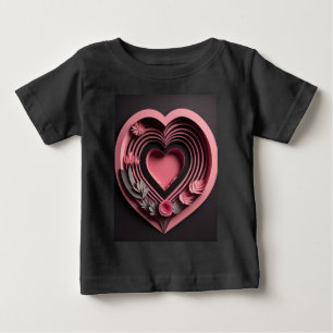 Pink Heart 3D Paper Art Design T - Shirt