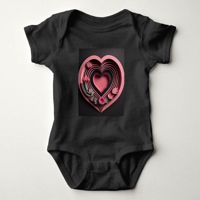 Pink Heart 3D Paper Art Design T - Shirt (Vorderseite)