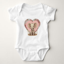 Pink Heart And Elephant Baby Strampler