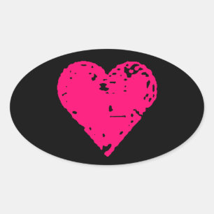 Pink-Heart-Aufkleber Ovaler Aufkleber