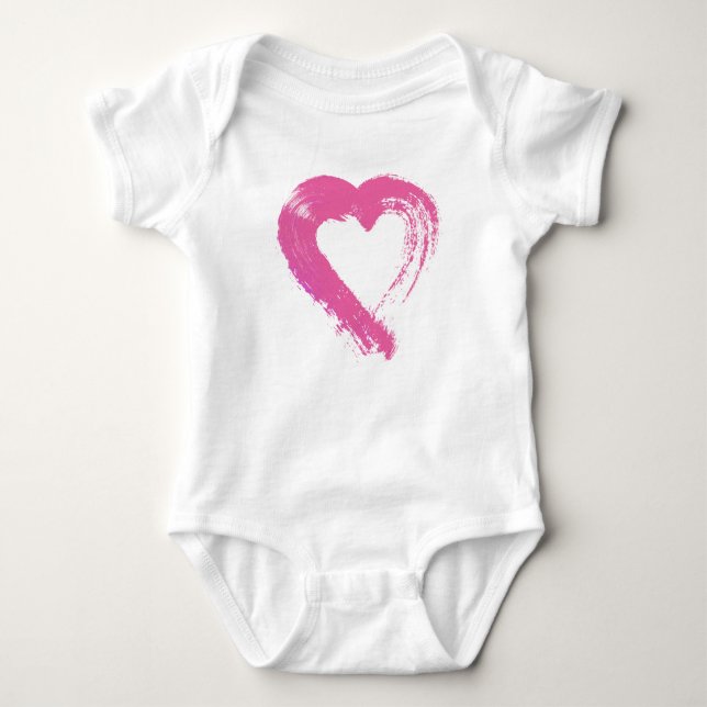 Pink Heart Baby Bodysuit Strampler (Vorderseite)